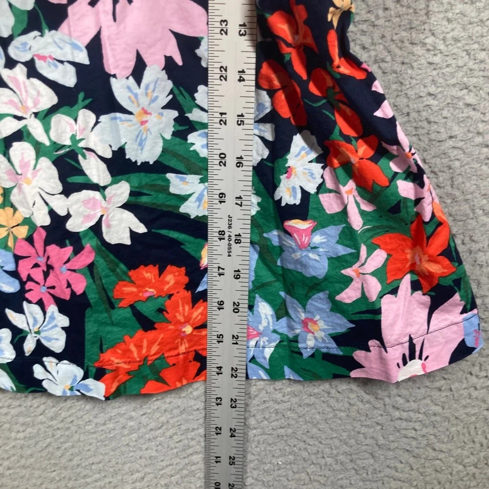 Old Navy Trapeze Top Womens Large Navy Black Floral Smocked Puff Sleeve Blouse